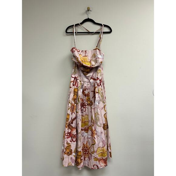 FARM RIO Nautical Wonder Pink Strappy Maxi Dress Size M NWT - Picture 4 of 6